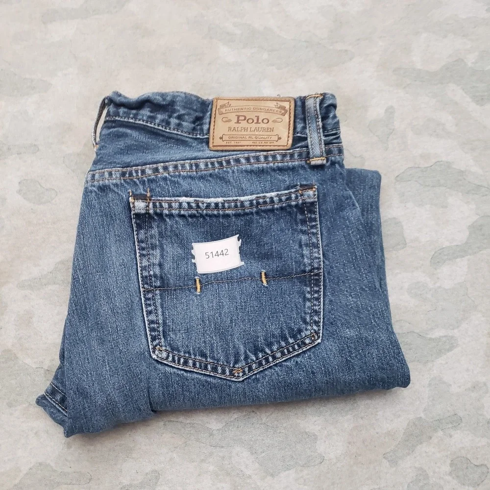 Vtg Polo Ralph Lauren Jeans Mens 34x32 Blue Hampton Straight Denim Medium Wash